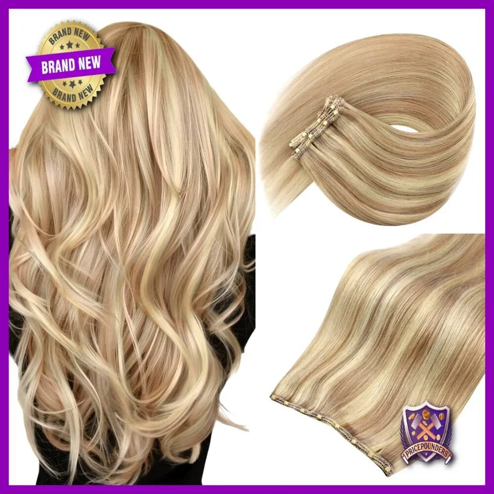 22 Inch Human Hair Extensions Micro Bead Weft 50g Glue Free Reusable